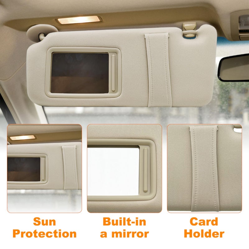 State Warehouse Left Driver Side Sun Visor Fit for 2007 2008 2009 2010 2011 Toyota Camry Without Sunroof and Light-Beige - Image 4